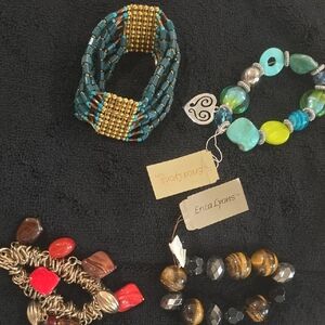 Erica Lyons Teal and Gold Beaded Bracelet